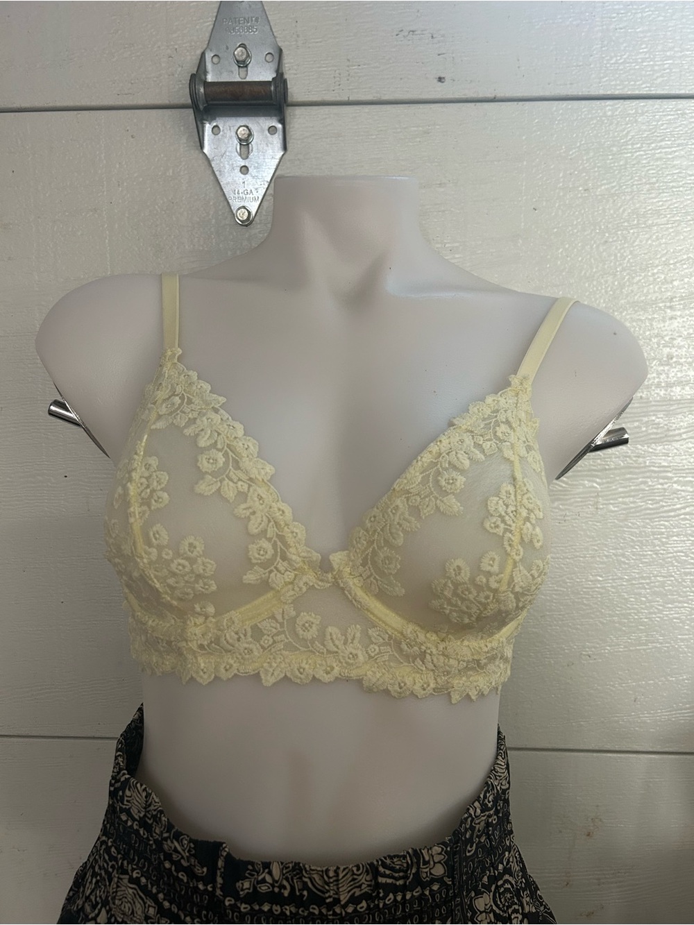 Free People Pale Yellow Sheer Floral Lace Bralette
